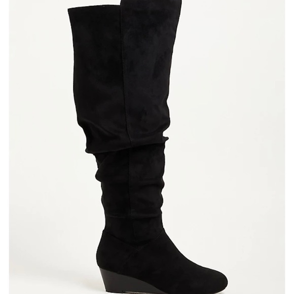 Knee high suede boots size 8 wide calf - Picture 1 of 5